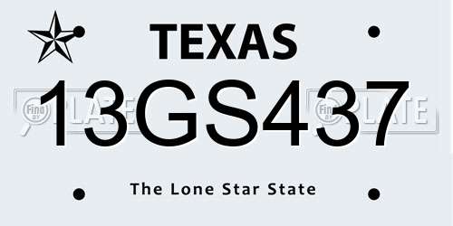 13GS437 Texas License Plate