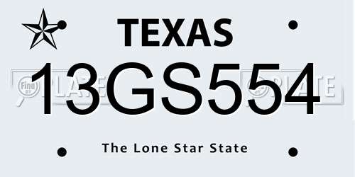 13GS554 Texas License Plate