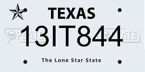 13IT844 Texas License Plate