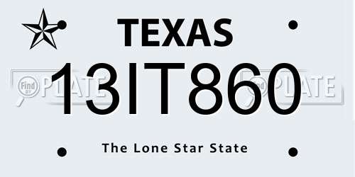 13IT860 Texas License Plate