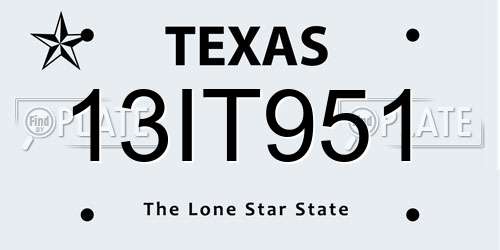 13IT951 Texas License Plate