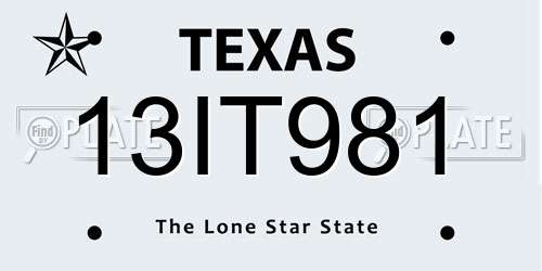 13IT981 Texas License Plate