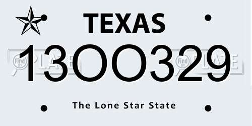 13OO329 Texas License Plate