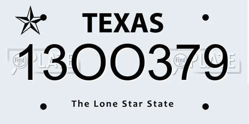13OO379 Texas License Plate
