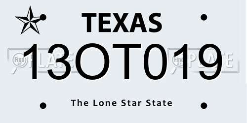 13OT019 Texas License Plate