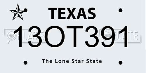 13OT391 Texas License Plate