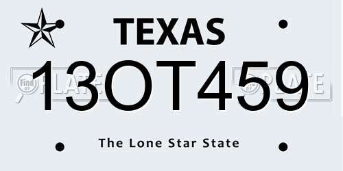 13OT459 Texas License Plate