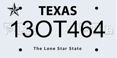 13OT464 Texas License Plate