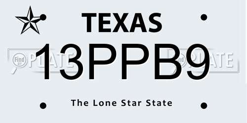 13PPB9 Texas License Plate