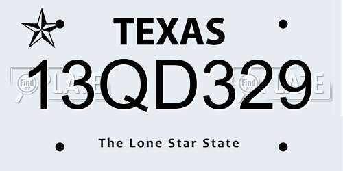 13QD329 Texas License Plate