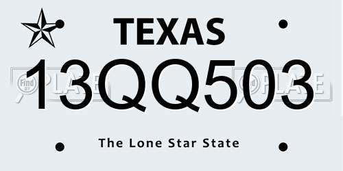 13QQ503 Texas License Plate