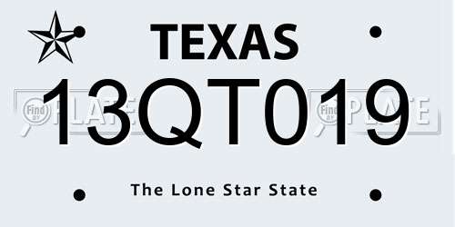 13QT019 Texas License Plate