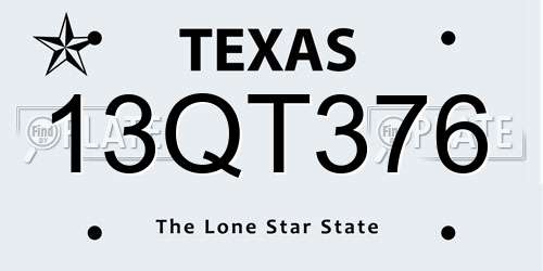 13QT376 Texas License Plate