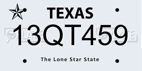 13QT459 Texas License Plate