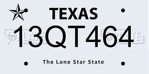 13QT464 Texas License Plate