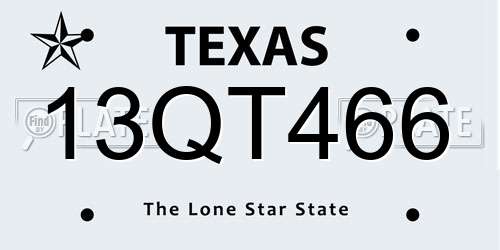 13QT466 Texas License Plate