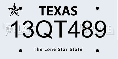 13QT489 Texas License Plate