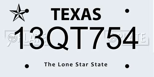 13QT754 Texas License Plate