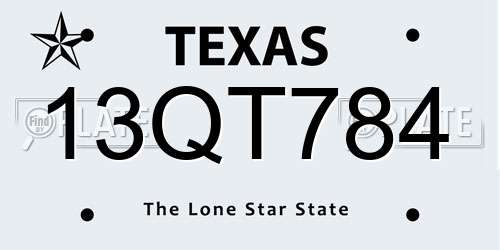 13QT784 Texas License Plate