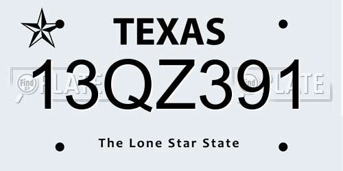 13QZ391 Texas License Plate
