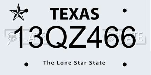 13QZ466 Texas License Plate