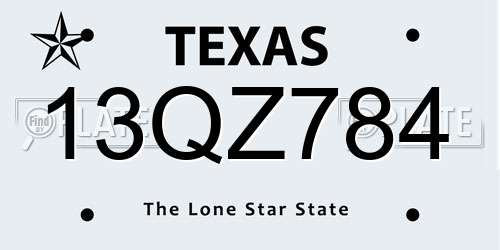 13QZ784 Texas License Plate