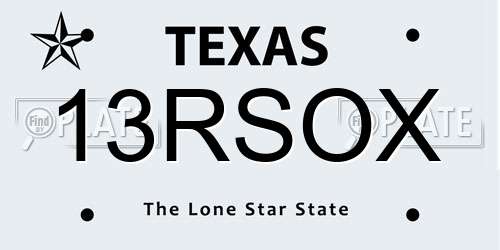 13RSOX Texas License Plate