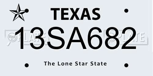 13SA682 Texas License Plate