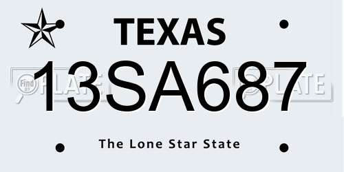 13SA687 Texas License Plate