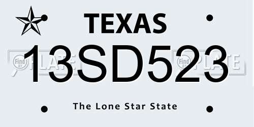 13SD523 Texas License Plate