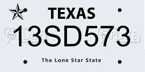 13SD573 Texas License Plate