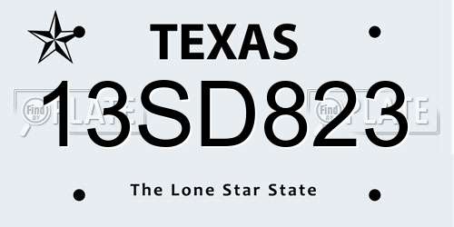 13SD823 Texas License Plate