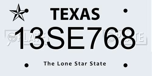 13SE768 Texas License Plate