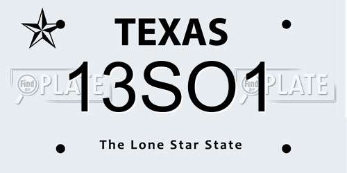 13SO1 Texas License Plate