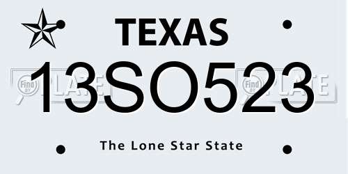 13SO523 Texas License Plate