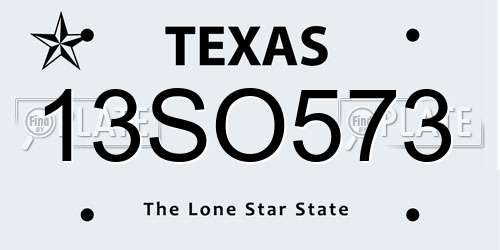 13SO573 Texas License Plate
