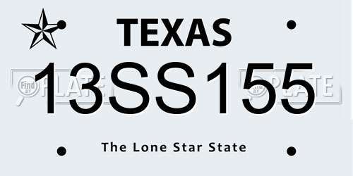13SS155 Texas License Plate