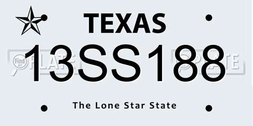13SS188 Texas License Plate