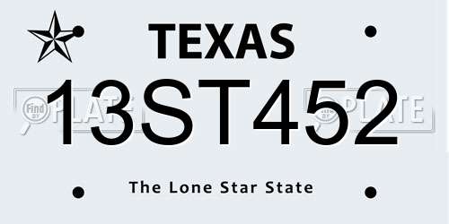 13ST452 Texas License Plate