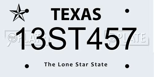 13ST457 Texas License Plate