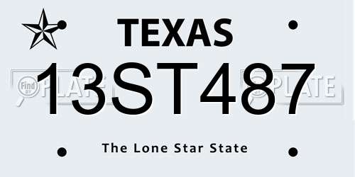 13ST487 Texas License Plate