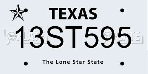 13ST595 Texas License Plate