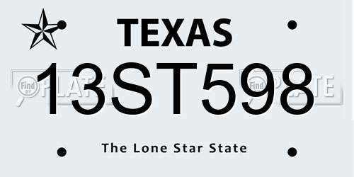 13ST598 Texas License Plate