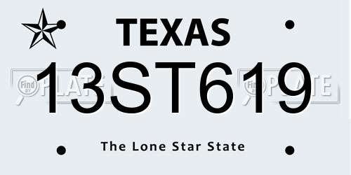 13ST619 Texas License Plate