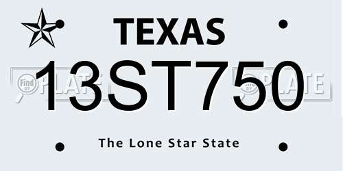 13ST750 Texas License Plate