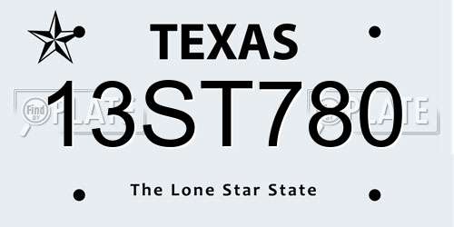 13ST780 Texas License Plate