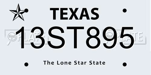 13ST895 Texas License Plate