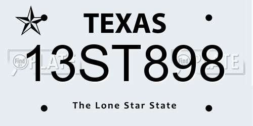 13ST898 Texas License Plate