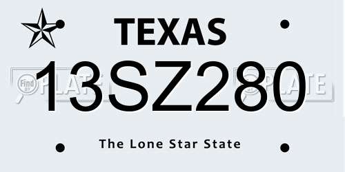 13SZ280 Texas License Plate