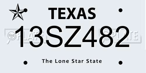 13SZ482 Texas License Plate